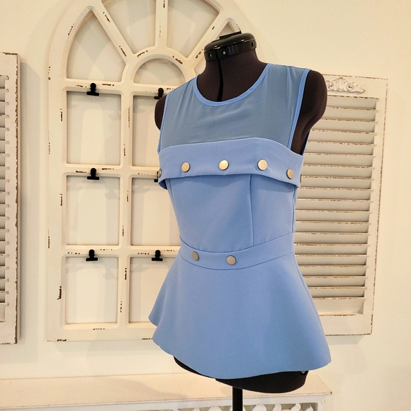 Sleeveless Periwinkle Blue peplum top - Picture 1 of 5